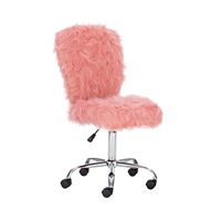 Linon Home Décor - Larabee Plush Faux Fur Adjustable Office Chair With Chrome Base - Blush Pink - Large Front