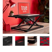 True Seating - Ergonomic 5-Level Height Adjustable Sit-to-Stand Laptop or Monitor Riser - Black - Large Front