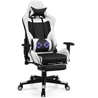 Costway Massage Gaming Chair Reclining Office Chair with Footrest - White - Large Front
