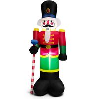 Costway - 8FT Inflatable Nutcracker Soldier w/ 2 Built-in LED Lights, Sandbags & Air Blower - Mul... - Large Front