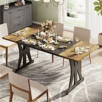 Bestier 71Inch Rectangular Dining Table for 6-8 People Wooden Kitchen Table with Metal Legs Compu... - Large Front