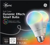 GE - Cync A19 Smart LED Bulb (2 Pack) - Color Changing - Full Color - Large Front