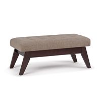 Simpli Home - Draper Mid Century Tufted Ottoman Bench - Fawn Brown - Large Front