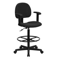 Alamont Home - Bruce Contemporary Fabric Drafting Stool - Black Patterned - Large Front