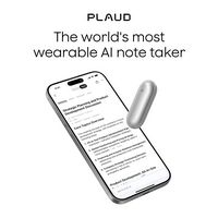 PLAUD - NotePin Memory Capsule Smart AI Voice/Audio Recorder - V2 - Lunar Silver - Large Front