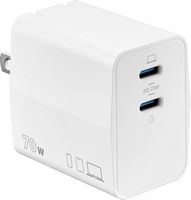 Insignia™ - 70W Dual Port USB-C GaN Wall Charger for MacBook, iPad, iPhone, Apple Watch, AirPods,... - Large Front