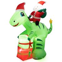 Costway - 8FT Inflatable Christmas Santa Claus Dinosaur LED Lighted Decoration Gift Boxes - Multi... - Large Front
