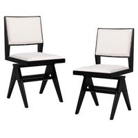 Costway Mid Century Modern Dining Chairs Set of 2 Faux Shearling Upholstered Dinner Chairs - Blac... - Large Front