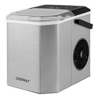 Costway Countertop Ice Maker Portable Ice Making Machine 6-13 Mins 9 Ice 26.5 lbs/24 Hrs Silver -... - Large Front