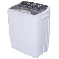 Costway - Compact Mini Twin Tub 8 lb. Washing Machine - White and Grey - Large Front