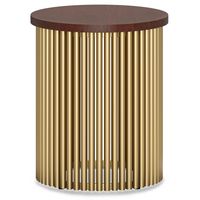 Simpli Home - Demy Metal and Wood Accent Table - Cognac and Gold - Large Front