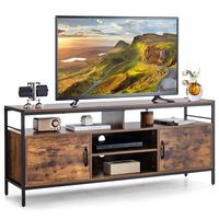 Industrial TV Stand for TVs up to 65'' Media Center w/ Cabinets & Adjustable Shelf - Large Front