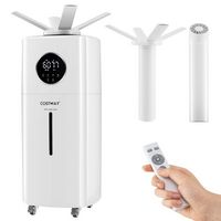 Costway 2200 sq.ft Whole House Humidifier 5.5Gal Top Fill Cool Mist Humidifier with Wheels - White - Large Front