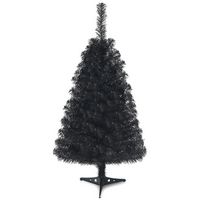 Costway - 3ft Unlit Artificial Christmas Halloween Mini Tree w/Plastic Stand - Black - Large Front