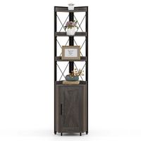 Costway - 6-Tier Corner Bookshelf with 5-Level Adjustable Shelf & Anti-Tipping Kits - Gray - Large Front