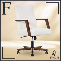 Finch - Neo One Fabric Mid-Back Home Office Chair with Padded Arms - Cream - Large Front