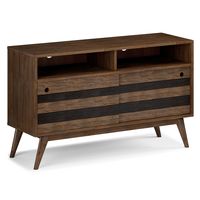 Simpli Home - Clarkson SOLID ACACIA WOOD 54 inch Wide Mid Century TV Media Stand in Rustic Natura... - Large Front