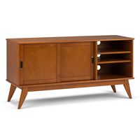Simpli Home - Draper SOLID HARDWOOD Mid Century Medium TV Media Stand in Teak Brown For TVs up to... - Large Front