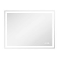LOVMOR - 42 x 30 Inches Tempered Glass LED Bathroom Mirror with Anti-Fog & 3-Color Dimmable Light... - Large Front