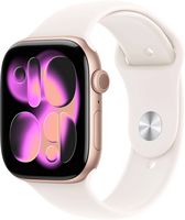 Apple Watch Series 11 (GPS) 46mm Rose Gold Aluminum Case with Light Blush Sport Band - S/M - Rose... - Large Front