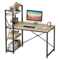Bestier - 47inch Small Gaming Computer Desk with Shelves for Home Office - Brown - Large Front