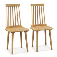 Costway Windsor Dining Chairs Set of 2 Dining Chairs with High Spindle Back - Natural - Large Front