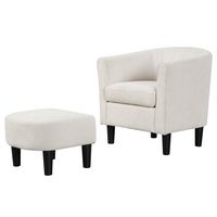Costway - Barrel Curved Backrest  Chair with Ottoman Footrest, Armrests, and Removable Seat Cushi... - Large Front