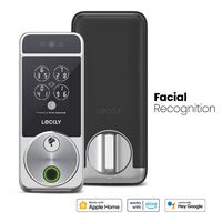 Lockly - Visage Smart Lock Wi-Fi Deadbolt Facial/Keyway/Fingerprint - Satin Nickel - Large Front