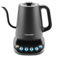 Chefman - Electric 0.8L Gooseneck Kettle with 5 Preset Temperatures, Keep Warm Function - Black - Large Front