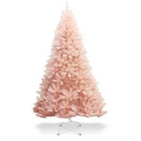 Costway - 6ft Christmas Tree Hinged Full Fir Tree Metal Metal Season - Pink - Large Front