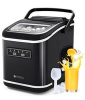 Ecozy - 26lb. Countertop Portable Ice Maker with Self-Cleaning, 9 Bullet Ice Cubes in 6 Mins - Black - Large Front