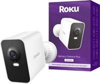 Roku - Battery Camera Plus for Home Monitoring – 1080p HD, 4X Rechargeable Battery, Weather-Resis... - Large Front