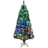 Costway - 7ft Pre-lit Fiber Optic PVC Artificial Christmas Tree w/ 820 Branch Tips - Green - Large Front