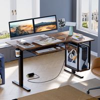 Bestier  L-Shaped Gaming Adjustable Standing Desk with Keyboard Tray and Host Shelf - 57