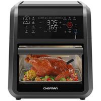 Chefman - ExacTemp 12 Quart 5-in-1 Air Fryer with Integrated Smart Thermometer, 28 Presets - Black - Large Front