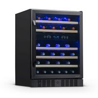 NewAir - 24” Built-in 46 Bottle Dual Zone Compressor Wine Cooler with Beechwood Shelves - Black S... - Large Front
