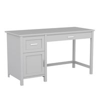Martha Stewart - Hutton Gray Shaker Style Home Office Desk with Storage and Brushed Nickel Hardwa... - Large Front