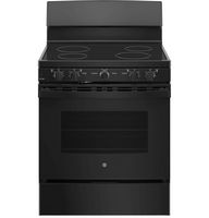 GE - 5 Cu. Ft. Freestanding  Electric Range with Self-Cleaning and Dual-Element Bake - Black - Large Front