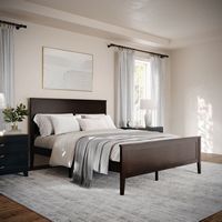 Martha Stewart - Corbin Wooden Queen Size Platform Bed with Headboard and Footboard in Dark Brown... - Large Front