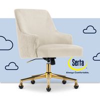 Serta - Scarlett Stylish Mid-Century Modern Soft Velvet Upholstered Home Office Chair - Beige - G... - Large Front
