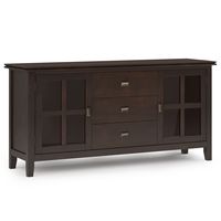 Simpli Home - Artisan Large Sideboard Buffet - Dark Chestnut Brown - Large Front