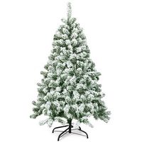 Costway - 4.5FT Artificial Hinged Christmas Tree Snow Flocked Pine Tree  w/400 Tips and Foldable ... - Large Front