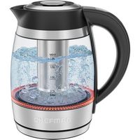 Chefman - Lightning 1.8L Custom-Temp Electric Kettle with Tea Infuser - Stainless Steel - Large Front