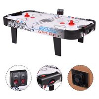 Costway 42''Air Powered Hockey Table Game Room Indoor Sport Electronic Scoring 2 Pushers - Black+... - Large Front