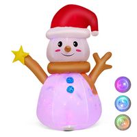 Costway - 4 FT Inflatable Christmas Snowman Blow-up Decoration with 360° Rotating LED Lights - Mu... - Large Front