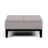 Simpli Home - Dover 36 inch Wide Contemporary Square Coffee Table Storage Ottoman - Gray Cloud - Large Front