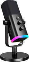 FIFINE - XLR/USB Dynamic Microphone – RGB Lighting, Broadcast-Quality Sound for Streaming & Gaming - Large Front