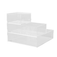Martha Stewart - Brody  Plastic Stackable Desktop Organizer Set-1-S/1-M/1-L - Clear - Large Front