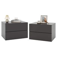 Costway 2 PCS Floating Nightstand with Drawer Storage Modern Floating Bedroom Shelf - Gray - Large Front