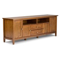Simpli Home - Warm Shaker SOLID WOOD 72 inch TV Media Stand in Light Golden Brown For TVs up to 8... - Large Front